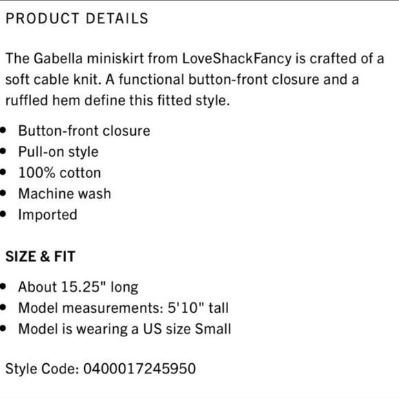 LoveShackFancy Anselma Cable Knit Cardigan Gabella Mini Skirt COMPLETE SET - Picture 11 of 12